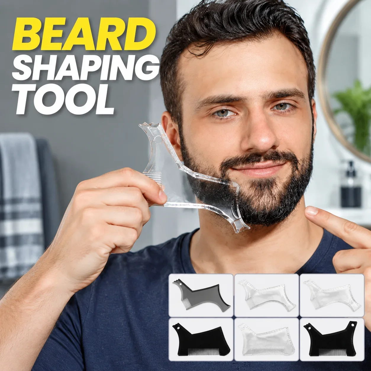 Men'S Grooming Accessories Kit - Bartformungswerkzeug-Vorlage, ABS-Bartstyling-Set mit Kamm für Männer,