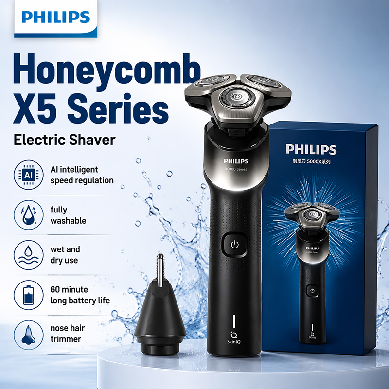 Mens Grooming Kit Philips - Philips XQ523 Rotations-Elektrorasierer Nass-Trocken IPX7 60