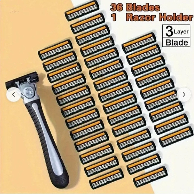 Men'S Grooming Blade - Premium 3-Lagen-Rasierer für Männer, Edelstahl-Ersatzklingen, Rasierkartuschen,