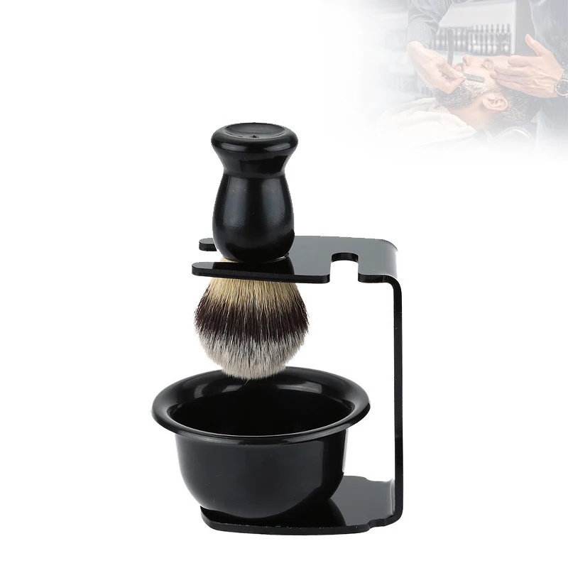 Men'S Grooming Accessories Kit - Rasierpinsel und Schüssel mit Acryl-Ständer Schwarz