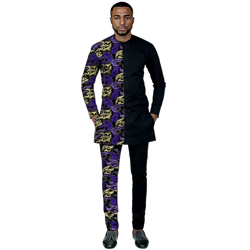 Men'S Grooming Wax - Afrikanische Kultur Herren Patchwork-Set Hemd mit